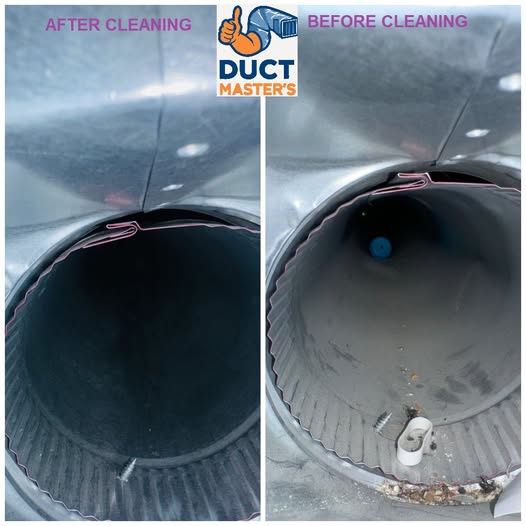 Air duct before and after professional cleaning