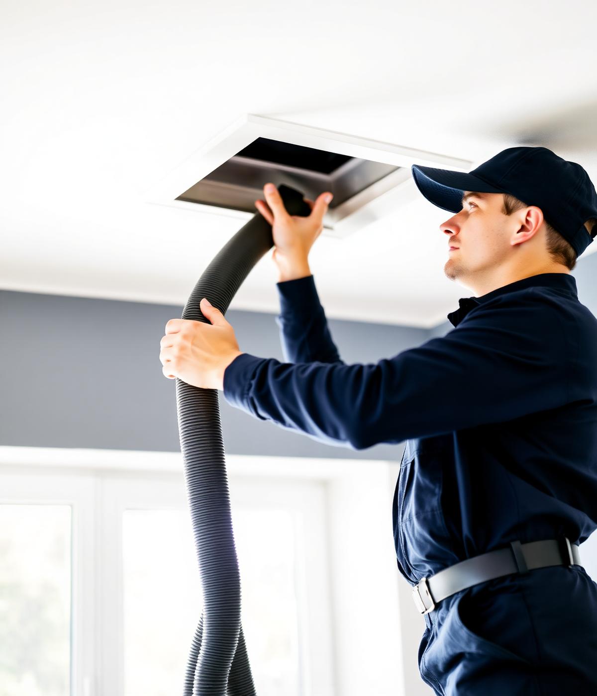 Duct Master technician cleaning a home air vent